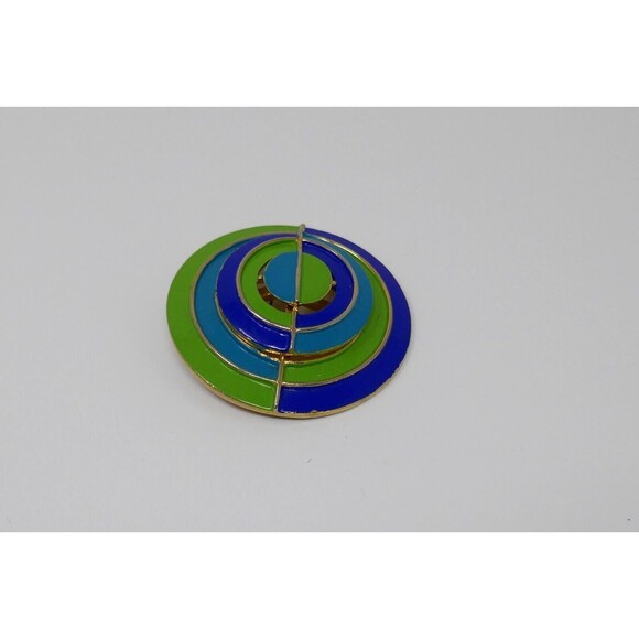 Capri Colorful Round 1960s Hippie Brooch Pin - Picture 3 of 7